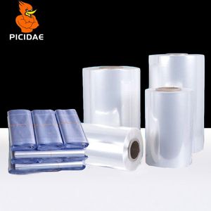 6-33cm PVC Heat Shrinkable Film Reel Transparent Double Layer Plastic Cylindrical Packaging Bag Daily Necessities Stationery Cosmetic Food