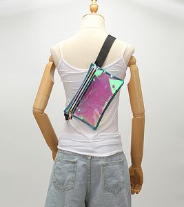 50st midja väska kvinnor pvc clear väska lady laser fanny packar axel blixtlås strandsport travle väskor
