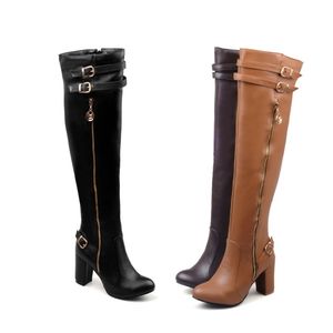 Hot Sale- Botas Winter Autumn Mujer Big Size 32-45 brand Design Patch Color Knee high Boots Wholesale and retail 9-16