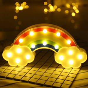 Novità illuminazione luce notturna lampade da parete arcobaleno alimentate a batteria per bambini decorazioni per camerette luci decorative per feste da tavolo in plastica