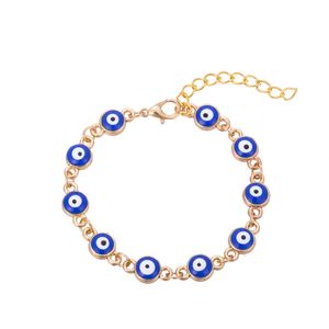 Enamel Blue Evil eye charm bracelets For women Men Turkish Eye Gold chains adjustable bracelet Bangle Fashion Jewelry in Bulk