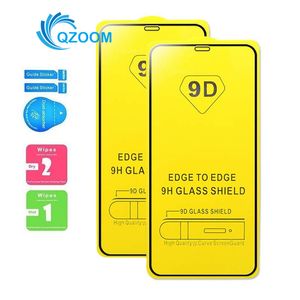 9D Full Cover gehärtetes Glas Displayschutzfolie für iPhone 13 13PRO 12 MINI 11 pro max X XS XR 6 7 8 Plus Samsung A12 A32 A52 A72 A82 F62 S21 FE A20 A50 M20 S10 Note 10 Lite