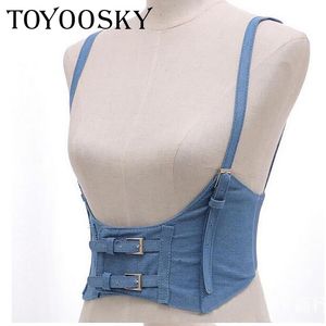 Nya Sexiga Kvinnor Push Up Bust Strap Harness Korsett Bälten Kvinnor Casual Denim Wide Belt Lady Suspender Tillbehör Elastiskt Bälte Y191218