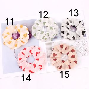 Lady girl Hair Scrunchy Ring Elastic Hair Bands Love heart Leopard plaid Intestino crasso Sport Dance Scrunchie Hairband 20pcs G1008