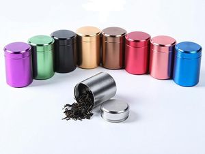 9 Colors Beautiful Aluminum Jar Tea Tin Box 45x65mm Small Cylinder Sealed Cans Coffee Tea Tin Container Storage Box SN1058
