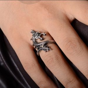 Satış Yeni Varış Takılar Punk Moda Yüzük Erkekler ve Kadınlar İçin Abartılı Yüzükler Vintage Retro Dragon Ring Takı