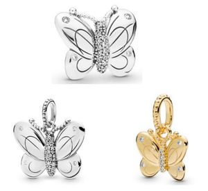 2019 Vår 100% 925 Sterling Silver Dekorativa Butterfly Charm Passar Pandora Snake Chain Bracelet Animal Loose Bead DIY Smycken Nyaste