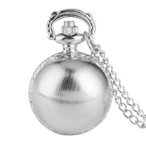 Black Silver Steampunk Smooth Ball Shaped Quartz Pocket Watch Necklace Pendant with Chain Womens Mens Gift Relogio De Bolso