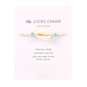 New Natural shell Bracelet with Lucky Card Beach Seashell charm Colorful String Rope chains adjustable Bangle For Women Men Fashion Jewelry