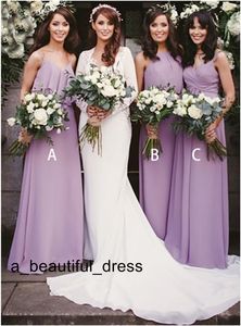 Bröllopsfestevenemang Vacker A-Line Bridesmaid Dresses Ärmlös Mismatched Chiffon Enkel Billiga Lång Brudtärna Klänningar Anpassad