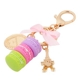 Kobiety Macarons Ciasto Key Chain Moda Cute French Pastries Brelok Torba Urok Metal Wisiorek Key Breloczek Pierścień Wedding Prezent DBC VT0827