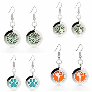 Tree of Life Essential Oil Diffuser Dangle Earrings For Women stainless steel Magnetic Aromatherapy Locket Drop Earrings Fashion Jewelry