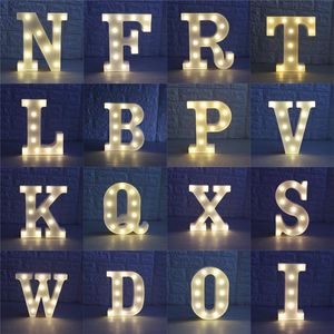 26 Litery i 0-9 Numbers White Led Night Light Light Marquee Sign Alfabet Lampa Sypialnia Wall Decor Dent D4.0