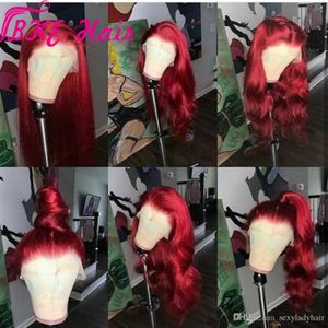 Бесплатные части красного кружева фронтальные симуляторы человеческие волосы парик предварительно сорванные синтетические кружевные фронтальные парики термостойкие для чернокожих женщин