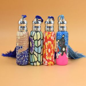 10 ml tom glas parfymflaska med rullboll mini bärbar resa färgglada eteriska oljebehållare verktyg rra1416