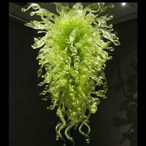 Wholesale 100% Mouth Blown Glass Chandelier Green Colored Well Design LED Ceiling Lights for Livingroom Decor