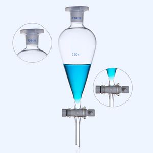 Lab Supplies 1  250ml High Quality Pear-Shaped Split Cone Funnel Liquid with Grinding Plug Glass