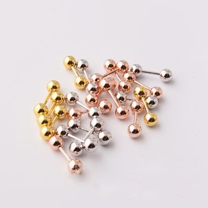 4mm Round Ball Screwback Stianless Steel Stud Earring Dumbbell Ear Bone Nail Jewelry Gold/silver/rose Gold Wholesale