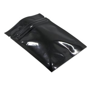 12x20 cm Lamina nera Mylar Zipper Confezione da imballaggio Borse Foglio di alluminio Confezione richiudibile Sacchetti Mylar Borsa con tacca