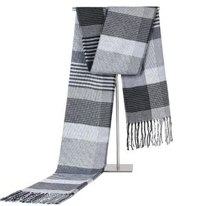 Män Scarf Winter Autumn Man Scarves Cashmere Gilla Wrap Sjal Tjock Plaid Mäns Scarf Varm Bomull Cashmere Ull Blandad Sticka Borstad Scarf