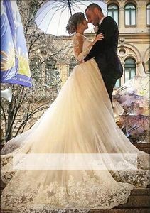 Modest Country Western 2018 Suknie ślubne z odłączanym pociągiem koronki z długim rękawem vintage suknie ślubne plus size vestido de novia