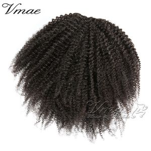 Brasilianska 4a 4b 4c 120g Naturfärg Horsetail Afro Kinky Curly Rak Elastiskt Band Remy Virgin Human Hair Extensions Drawstropan Ponytail