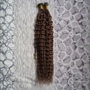 Jag Tips Hårförlängning 100st / Pac Kinky Curly Per Strand 100 Strands Brasilianska Human Hair Extensions I Tip Extensions