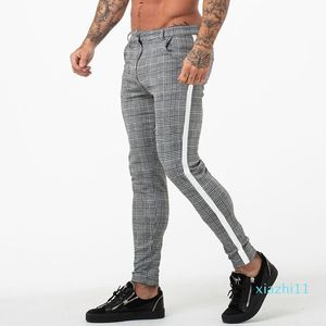 Fashion-Menss Plaid Spodnie Mężczyźni Streetwear Hip Hop Spodnie Skinny Chinos Spodnie Slim Fit Casual Spodnie Joggers Kamuflaż Armii Fitness Siłownie Skóra