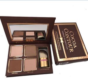 trucco di marca Hot COCOA Contour Kit 4 colori Bronzers Evidenziatori Powder Palette Nude Color Shimmer Stick Cosmetics Chocolate Eyeshadow wit