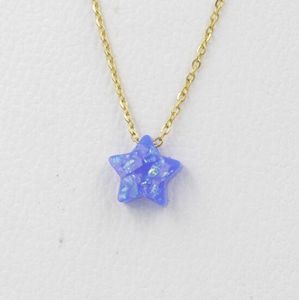 Natural Opal Star Anhänger Halskette für Frauen eleganter Schmuck Harz Ozean Blue Sterne Hochzeit Halsketten