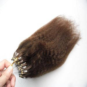 Kinky Straight Micro Bead Link Human Hair Extensions 1g/Stand Brazilian Virgin Hair 100pieces Coarse Yaki Remy Micro Bead Loop Human Hair