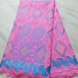 5 metrów / szt najpopularniejsze różowe afrykańskie bawełniane tkaniny haft szwajcarski woal sucha koronka na ubrania BC97-8