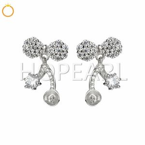 Härlig design sparkly cz zircon örhänge för kvinnor tjejer pärla fästen 925 sterling silver 5 par