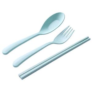 100pcs/ creative fashion home wheat straw gift cutlery set children\'s portable spoon fork chopsticks three-piece gift 35