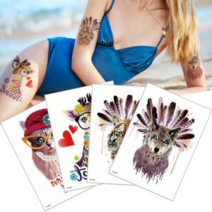 Tecknad söt giraffstamme indisk tiger vattentät tillfällig tatuering klistermärke kropp konst för kvinnor och män barn semester strand fest tatueringar gåva