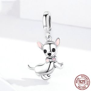 Original Real Sterling Silver Pendant Charms Enamel My Lovely Pet Dog Charm Beads DIY Fashion Jewelry Christmas Gift