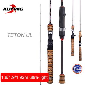 KUYING Teton 1.8m 1.9m 1.92m UL Ultralight Soft Fishing Rod Lure Carbon Casting Spinning Cane Pole FUJI Part Medium Action Trout