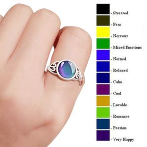 Schmuck Stimmung Ringe großhandel-Heißverkauf Silbermischgröße Stimmungsring ändert die Farbe zu Ihrer Temperatur Ihre innere Emotion Finger Ringe Schmuckmasse