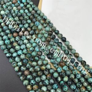 10 Strands Natural Stone African Turquoise Beads Round Spacer Loose Gemstone Craft Beads Wholesale 4mm 6mm 8mm 10mm 12mm for Jewelry Making