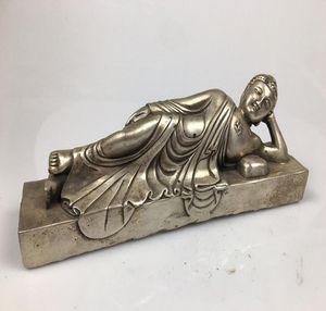 Factory price direct sales antique antique old crafts silver copper copper sleeping Buddha copper Shakyammon Feng Shui ornaments