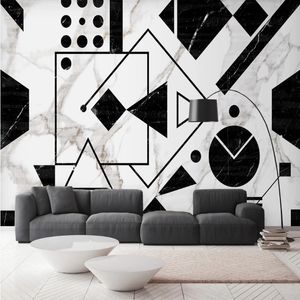 Streszczenie geometryczna tapeta nowoczesny minimalistyczny mural czarny biały niestandardowy 3d tapeta dzieci tv backdrop sypialnia sztuka studio pokój wystrój