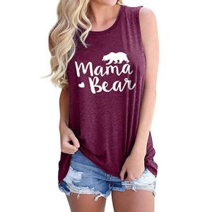 Mama björn ärmlös tröja 8 färger sommarbrev tryckt tank topp o-nacke casual ärmlös lös t-shirt ljejo7951