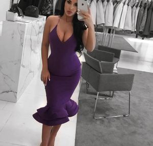 2019 Sexy Purple Cocktail Dress Knee Length Short Formal Club Wear Homecoming Prom Party Gown Plus Size Custom Made