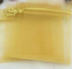100pcs dourados com sacos de presente de cordas de cordão 7x9cm 9x12cm 10x15cm Partido de casamento de Natal Sacos de presentes (Champane Gold)