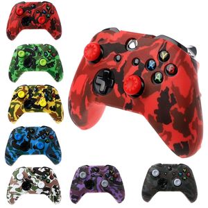 Camo Silikon Skyddande hudväska Vattenöverföring Utskriftskamouflage för Xbox One X S Slim Controller Protector DHL FedEx EMS Free Ship