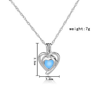 Мода-дизайн двойные сердца защищены DIY светящийся медальон кулон ожерелье Валентина подарок ювелирные изделия