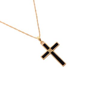 Copper Enamel Cross Pendant Necklace For Men Women Gold Color Chain Religious Jewelry Christmas Gifts