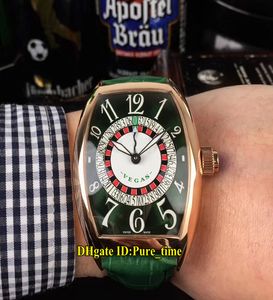 Tanie nowe 8880 Vegas Casino Rosyjskie gramofon zielony biały tarcza automatyczna męska zegarek Rose Gold Case Zielony skórzany pasek Watch2064