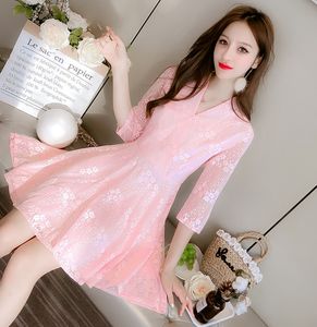 Anime Trajes Senhora da veste roupas japonesa V-neck vestido de verão quimono Mulher doce vestido de roupa asiático do vintage flor padrão de Cosplay Partido