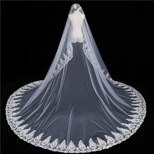 2019 Charming Bridal Veils Catedral Length Applique com Combs Noiva Véus de Noiva Blusher Face Acessórios de Cabelo Velo Vestido de Novia